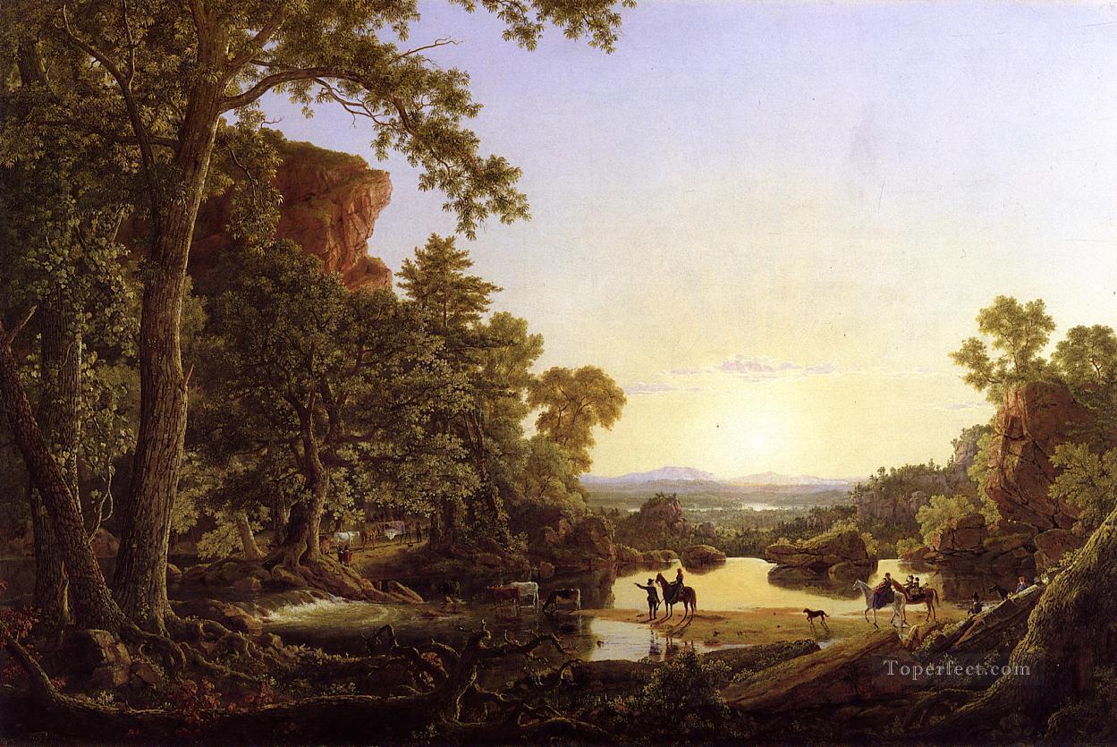 Hooker y compañía viajando a través del desierto desde Plymouth hasta el paisaje de Hart Río Hudson Paisaje de la iglesia Frederic Edwin Pintura al óleo